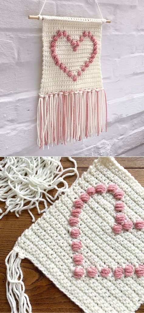 Beautiful Crochet Hearts Decor Ideas - Pattern Center Crochet Valentine Patterns, Crochet Wall Art, Valentines Patterns, Decor Crochet, Crochet Wall Hangings, Valentines Crochet, Holiday Crochet, Crochet Decoration, Crochet Heart