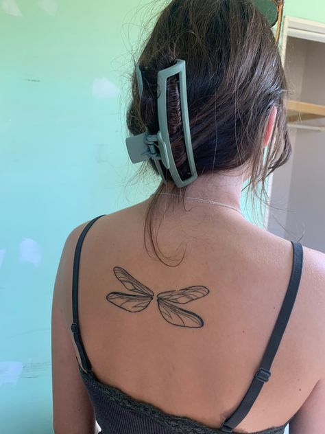 Dragonfly Wing Tattoo On Back, Dragon Fly Wing Tattoo, Collarbone Wing Tattoo, Pixie Wings Back Tattoo, Dragonfly Wing Back Tattoo, Dragonfly Wings Back Tattoo, Insect Wing Tattoo, Dragon Fly Wings Tattoo, Bug Wings Tattoo