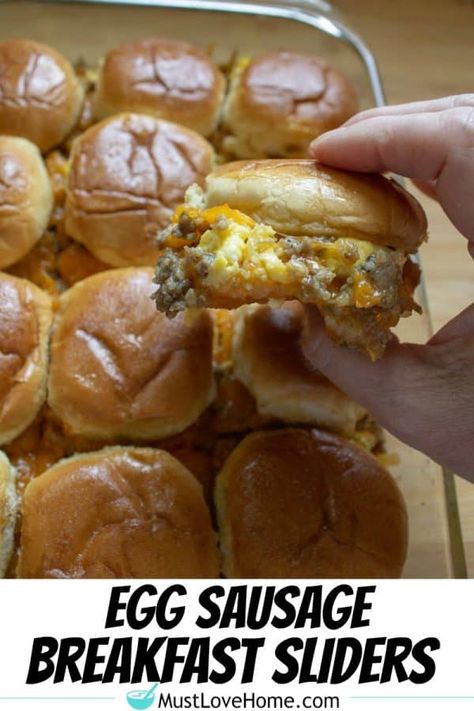 Sausage Breakfast Sliders, Egg Sausage Breakfast, Breakfast Sliders, Egg Sausage, Breakfast Slider, Camping Breakfast, Slider Recipes, What's For Breakfast, Breakfast Recipes Casserole