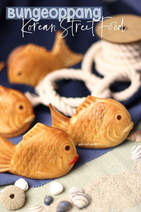 Bungeoppang Fish-Shaped Korean Street Food (POPULAR in Korea!) Bungeoppang Recipe, Korean Fish Bread, Korean Soup Recipes, Korean Fish, Fish Breading, Easy Korean Recipes, Sweet Red Bean Paste, Korean Dessert, Korean Street Food Recipes