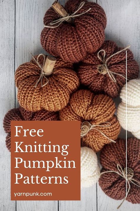 Learn how to knit your own easy knit pumpkins for fall! This diy project is a quick and easy knitting pattern and this free knitting pumpkins pattern is great for the autumn time. This knitting home decor project is beginner friendly and machine made. This halloween knitting pattern is a completely free and fun halloween decor. Knit Autumn Decor, Loom Knit Pumpkins Diy, How To Knit A Pumpkin Easy, Crochet Fall Pumpkins Free Pattern, Knitted Autumn Decorations, Knitting Machine Pumpkin Pattern, Mini Pumpkin Knitting Pattern, How To Knit A Pumpkin, Knit Halloween Decorations