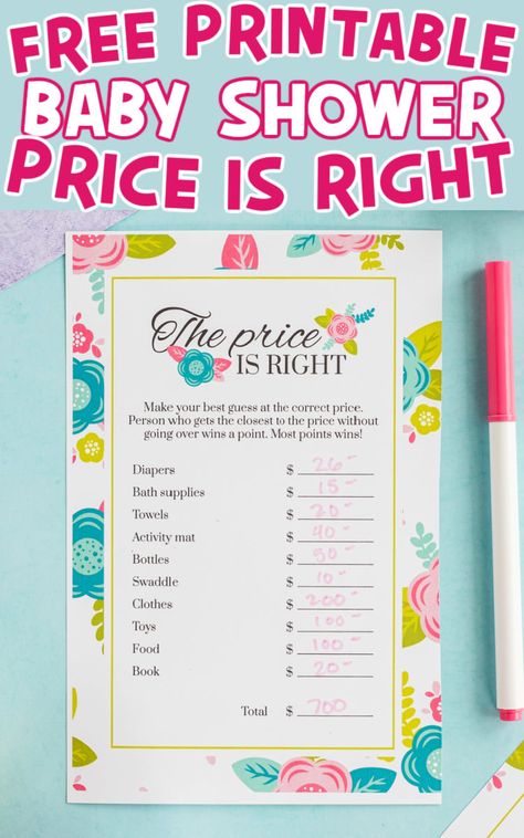 Free printable baby shower price is right game that's fun for any age and any theme! Free Baby Shower Games Printables, Party Christmas Games, Group Party Games, Hilarious Party Games, Party Games For Groups, Group Games For Teens, Printable Calendar Free, Games Halloween Party, Party Tips And Tricks