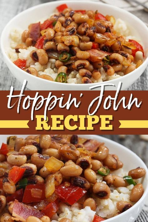 This Hoppin' John recipe is a Southern favorite! Learn how to make it with just 5 ingredients, plus, learn about the history of this classic dish. Hoppin John Recipe With Bacon, Hoping John Recipe, Hoppin John Recipe Southern Style, Hopping John Recipe, Black Eyed Peas Recipe New Years, Hoppin Johns, Hopping John, Blackeye Peas, Hoppin John Recipe