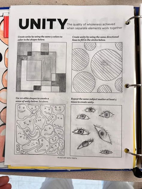 Unity Design Principle Art, Principal Of Design Unity, Elements And Principles Of Art Drawings, Unity Design Principle, Unity Principle Of Design, Contrast Principle Of Design, Unity Drawing Principles Of Design, Principle Of Design Unity, Drawing Basics Learning