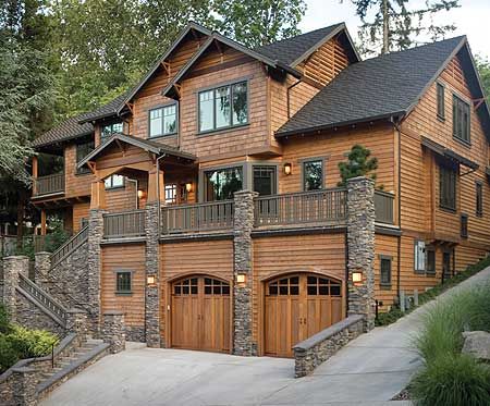 Glass garage doors in house