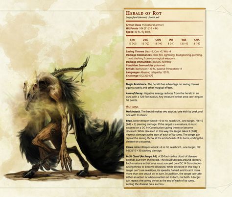 Herald of Rot - Imgur Dnd 5e Beasts, Red Dragon Dnd 5e, Dnd Undead Stat Block, Dnd Monster Stats, Dnd Stats, Dnd Monster Miniatures, Dungeons And Dragons 5e, Dungeon Master's Guide, Dragon Rpg