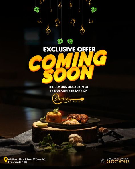 Coming Soon Restaurant, Coming Soon Creative Ads, Food Marketing Design, Hair Advertising, Creative Social Media Post, Food Marketing, Restaurant Social Media, Advertising Illustration, 1 Year Anniversary