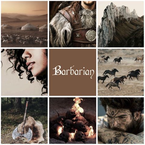 Barbarian moodboard Barbarian Woman Aesthetic, Dnd Barbarian Aesthetic, Barbarian Aesthetic Dnd, Barbarian Aesthetic, Orc Oc, Dnd Barbarian, Earth Genasi, Barbarian Dnd, Barbarian Woman