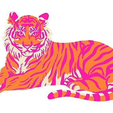 "Pink and Orange Tiger" Sticker for Sale by jagaskin25 | Redbubble Tiger Sticker, Tiger Drawing, Tiger Canvas, Tiger Wallpaper, Orange Tiger, Soft Pink Theme, Cute Tigers, Tiger Design, Tiger Art