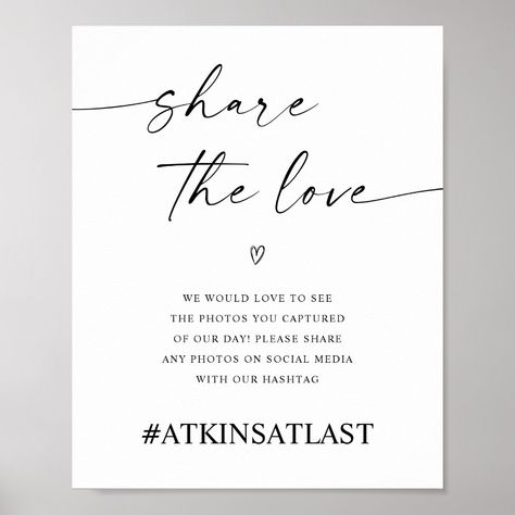 Share The Love, Share Photos, Media Post, Sign Poster, Wedding Signs, Social Media Post, Wedding Stationery, Wedding Invitation, Wedding Decorations