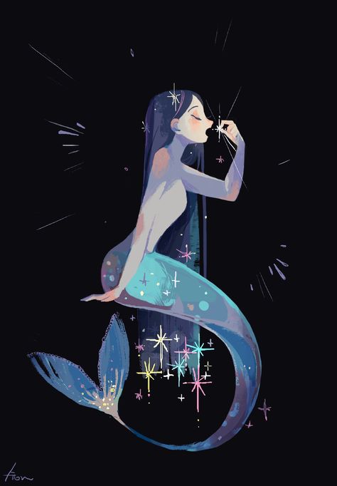 Starlight, star bright Party Illustration, Creature Marine, Mermaid Illustration, Mermaid Drawings, 강아지 그림, Mermaids And Mermen, Mermaid Art, 판타지 아트, 영감을 주는 캐릭터