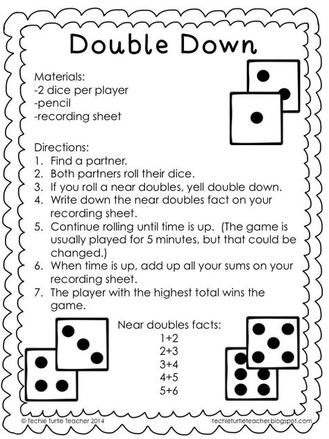 Freebie - Double Down game to practice adding near doubles or doubles plus 1 Doubles Plus 1, Near Doubles, Doubles Addition, Math Doubles, Doubles Facts, Addition Strategies, People Reading, Math Number Sense, Math Intervention