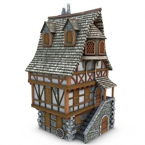 Medieval House, Minecraft Medieval, Medieval Houses, Fantasy House, Miniature Houses, Medieval Town, 3d Modelling, Fairy Houses, Minecraft Houses