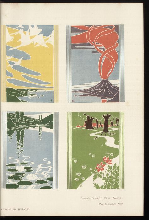 5 Elements Of Nature, Signature Board, Family Tree Art, Koloman Moser, The Four Elements, Vienna Secession, Art Nouveau Poster, Four Elements, 4 Elements