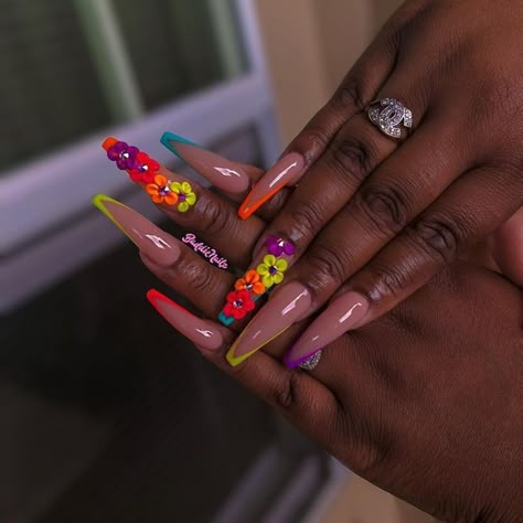 Trendy Vacation Nails, Vacation Nails Coffin, Coffin Design, Colorful Nails, Nail Design Inspiration, Vacation Nails, Glam Nails, Hot Nails, Nails Coffin