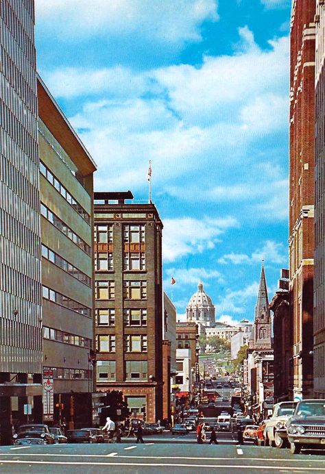 https://flic.kr/p/2io8WKU | Vintage Saint Paul Minnesota Postcard - Looking North Toward The State Capitol Building From Downtown Saint Paul, Copyright 1964 By Dexter Press Saint Paul Minnesota Aesthetic, St Paul Minnesota Aesthetic, Minnesota Aesthetic, Saint Paul Minnesota, St Paul Minnesota, Capitol Building, Postcard Collection, University Of Minnesota, Vision Boards