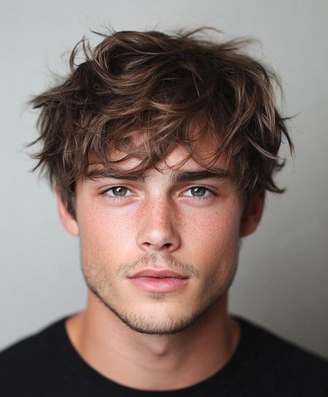 Explore 35 Unique Messy Fringe Haircut Styles for Men with Straight, Curly, or Wavy Hair Tousled Fringe Men, Textured Fringe Men Straight Hair, Messy Hair Men, Textured Fringe Men, Short Hair Long Fringe, Mens Short Hairstyles, Haircut Styles For Men, Male Haircut, Mens Messy Hairstyles