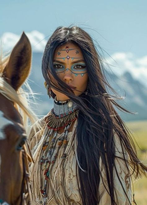 Native American Woman, Cyberpunk Female, Native American Pictures, Mode Hippie, Red Indian, Native American Artwork, Indigenous Americans, Native American Peoples, American Woman