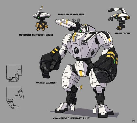 Broadaide - Onager Gauntlet Tau Broadside, Tau Miniatures, Tau Battlesuit, Warhammer 40k Tau, Tau Army, 40k Tau, Tau Warhammer, 40k Models, Tau Empire