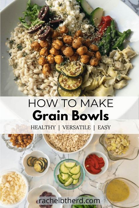 Grain Bowl Recipe Healthy, Power Grain Bowls, Healthy Food Combinations, Boda Bowl Recipes, Bean Bowls Healthy, Protein Grain Bowls, Whole Grain Bowls, Farmer Bowl Recipes, Arugula Bowl Recipes