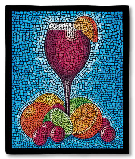 Mosaic Art For Kids, Fruit Mosaic, Mosaic Illustration, Mosaic Drawing, Wine Sangria, Black Grout, Paper Mosaic, Colorful Mosaic, Afrique Art