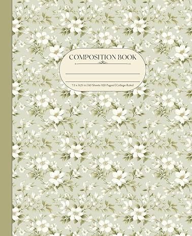 Composition Notebook: Aesthetic Vintage Green Style Cottagecore Flowers | 7.5" x 9.25" | College Ruled 120 Pages: Publishing, AesthetCampus: Amazon.com: Books Cover Page Notebook, Printable Notebook Cover, Composition Notebook Aesthetic, Goodnotes Ideas, Cover Goodnotes, Planning Aesthetic, Goodnotes Cover, Pastel Notebook, Cottagecore Flowers