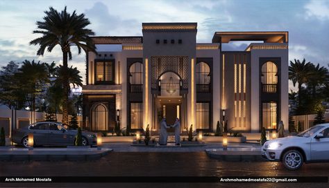 Check out my @Behance project: “Modern islamic villa” https://www.behance.net/gallery/60370009/Modern-islamic-villa Islamic Residential Architecture, Islamic House Interior, Modern Villa Decor, Modern Islamic Exterior Design, Modern Islamic Elevation, Modern Villa Exterior Design Dubai, Islamic Hotel Design, Dubai Villa Exterior, Islamic Villa Design