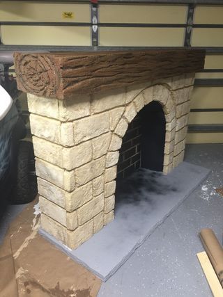 I'm working on the set for "Into the Woods" and started with Cinderella's fireplace. Foam Fireplace Diy, Witches Fireplace, Tavern Fireplace, Foam Fireplace, Fireplace Prop, Diy Christmas Fireplace, Cardboard Fireplace, Fake Fireplace, Play Props