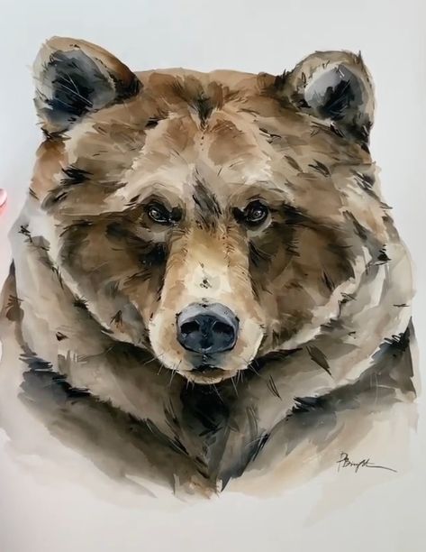 Grizzly Bear Drawing, Grizzly Bear Tattoos, Polina Bright, Bear Sketch, Painting Nursery, Bear Watercolor, Bear Paintings, Bear Drawing, Art Print Collection