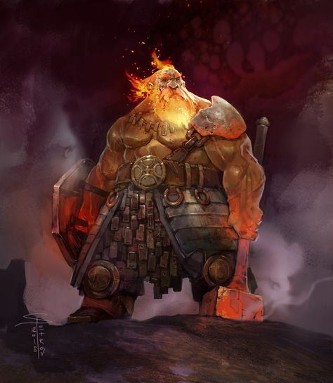 Azer, Svetoslav Petrov on ArtStation at https://www.artstation.com/artwork/QzmqdE Fire Giants, Heroic Fantasy, 다크 판타지, Fantasy Races, Dungeons And Dragons Characters, Dnd Art, Fantasy Concept Art, Fantasy Warrior, Arte Fantasy