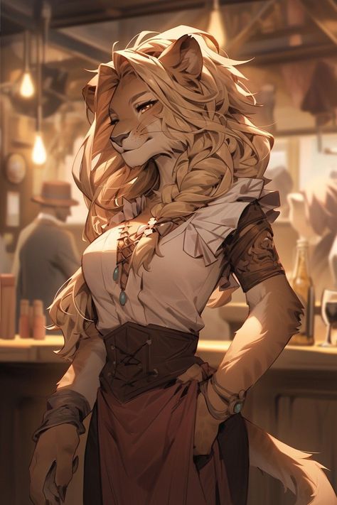 Werelion Female, Animal People Character Design, Ferret Dnd Character, Tabaxi Rogue Female Dnd, Anthropomorphic Lioness, Tabaxi Swashbuckler, Tabaxi Character Design, Harengon Dnd Female, Dnd Tabaxi Female