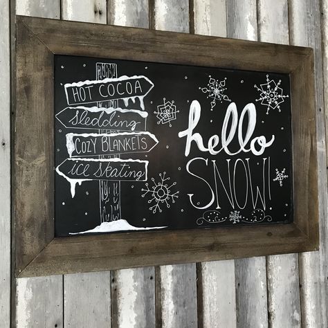 Snow fun chalkboard art December Chalkboard Art, Chalkboard Winter Art, Fun Chalkboard Art, Chalkboard Christmas Art, Chalk Winter Art, Chalkboard Art Christmas Easy, Chalkboard Art Winter, Blackboard Christmas Ideas, Christmas Chalkboard Art Ideas