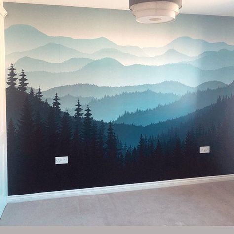 Removable Wallpaper Peel and Stick Wallpaper Wall Paper Wall | Etsy Mountain Wall Painting, Peel N Stick Wallpaper, 3d Mountain, Mountain Wall Mural, Fern Wallpaper, Mountain Mural, Mountain Nursery, Tree Wall Murals, Forest Wall Mural