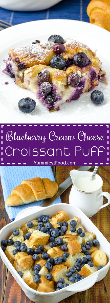 Breakfast Sausage Ideas, Blueberry Cream Cheese Croissant, Cream Cheese Croissant, Sausage Ideas, Cheese Croissant, Healthy Brunch, Puff Recipe, Blueberry Desserts, Breakfast And Brunch