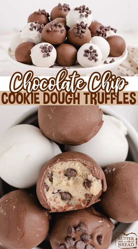 Dough Desserts, Dips Sweet, Chocolate Chip Cookie Dough Truffles, Edible Chocolate Chip Cookie Dough, Easy Dinner Recipes For Family, Dessert Truffles, Cookie Dough Truffles, Truffles Recipe, Chocolate Balls