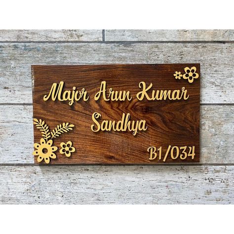 Wooden Engraved Name Plates, Naming Board For House, Home Name Board Design, Wooden Name Board For Home, Simple Name Plates For Home, Name Board For Home Indian, Indian Name Plates For Home Doors, Wooden Name Plates For Home Diy, House Name Board Design