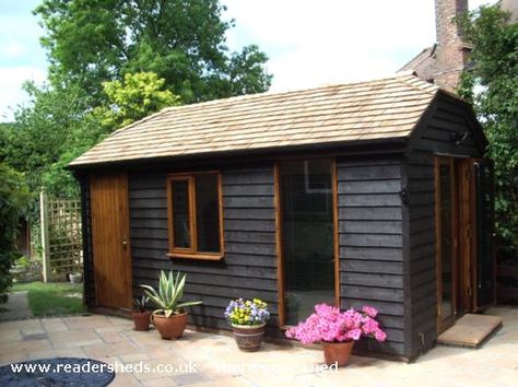 The Barn, Workshop/Studio from Back Garden #shedoftheyear @unclewilco Workshop Exterior, Outdoor Workshop, Garden Workshop, Shed Of The Year, Workshop Shed, Steel Siding, Modern Shed, Garden Workshops, Large Sheds