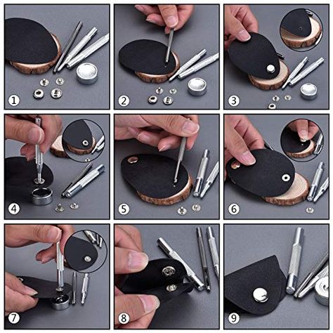 Amazon.com: Hotop 100 Set Snap Fasteners Leather Snaps Button Kit Press Studs with 4 Pieces Fixing Tools, 12.5 mm in Diameter: Home Improvement Leather Rivets, Plastic Box Storage, Snap Fasteners, How To Make Clothes, Clothes Crafts, Leather Diy, Sewing Accessories, Press Studs, Metal Buttons