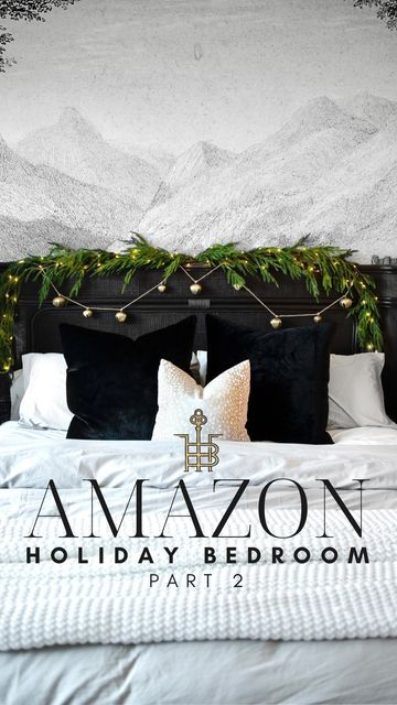 Stephanie | TBH on Instagram: "Part 2! Garland styling on my headboard in my bedroom! Most from @amazon! For most of our marriage, we never really decorated or put much effort into our bedroom! It’s a space that people don’t see often other than yourself but what we have learned is decorating your bedroom really does so much for yourself! It’s one of the rooms that you spend most of your time in and it’s where you end and begin your day! I love adding touches of Christmas into our bedroom! Th Garland On Bed Headboard, Headboard Christmas Decor, Christmas Headboard Decor, Garland On Headboard, Bedroom With Grey Headboard, Decorating Your Bedroom, Holiday Bedroom, Light Up Tree, Grey Headboard