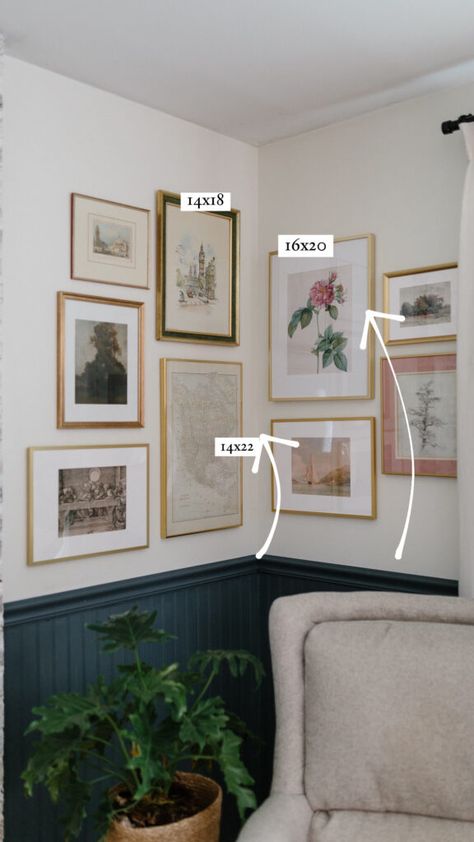 How to Build a Corner Gallery Wall | Aberle Design Co. Gallery Wall Centerpiece, Living Room Photo Gallery Wall, Mudroom Gallery Wall, Gallery Wall Layout Corner, How To Do A Collage Wall, Photo Wall Family Pictures, Corner Picture Frames On The Wall, Art Gallery Wall Corner, Bedroom Wall Photo Collage