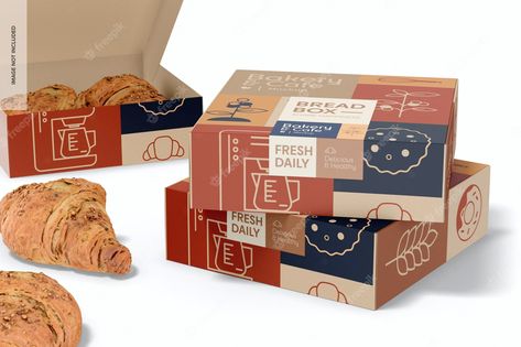 Bread Box Packaging Design, Bread Box Packaging, Bakery Box Design, Bread Box Ideas, Brownies Business, Island Oven, Bread Packaging Design, Food Packaging Boxes, Bakery Packaging Design