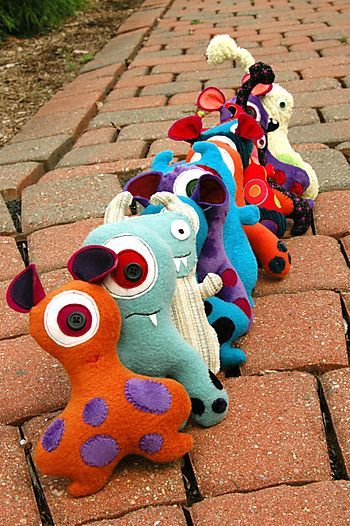 Monsters Felt Monsters Pattern, Monster Party Favors, Sock Monsters, Little Monster Party, Felt Monster, Monster Crafts, Monster Theme, Monster Toys, Ugly Dolls