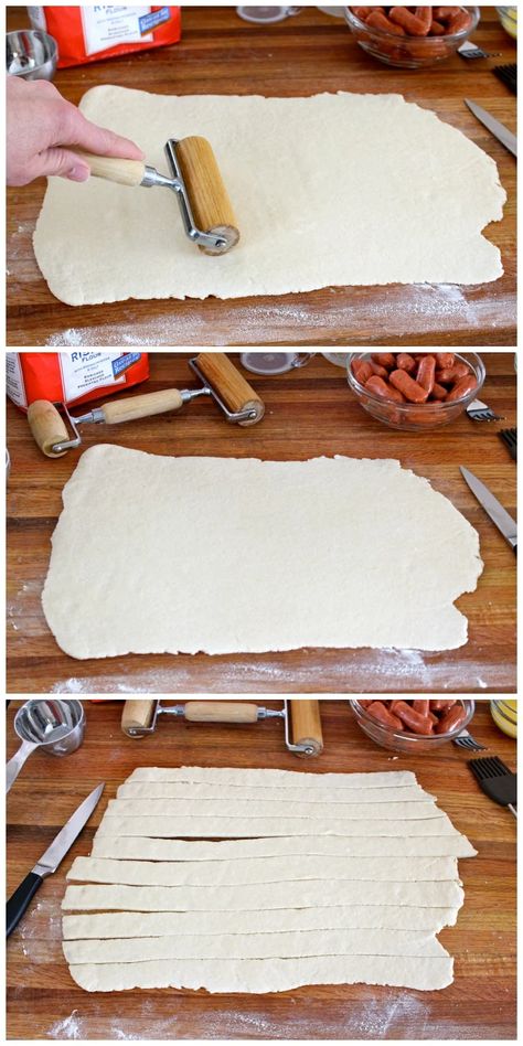 Pigs In A Blanket Dough Recipe, Homemade Pigs In A Blanket, Pigs In The Blanket, Crescent Dough Recipes, Piggies In A Blanket, Mix Pizza, How To Make Dough, Bisquick Recipes, Homemade Pastries