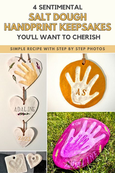 Salt Dough Projects For Kids, Salt Dough Keepsakes, Salt Dough Fathers Day Gifts, Hand Print Crafts For Kids Grandparents, Salt Dough Gifts, Salt Dough Ideas, Salt Dough Handprints, Salt Dough Handprint, Stepping Stones Kids