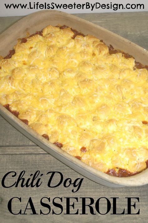 Leftover Chili Recipes, Hot Dog Casserole, Chili Dog Casserole, Leftover Chili, Chili Dog, One Pan Meal, Chili Dogs, Hot Dog Recipes, Chili Cheese