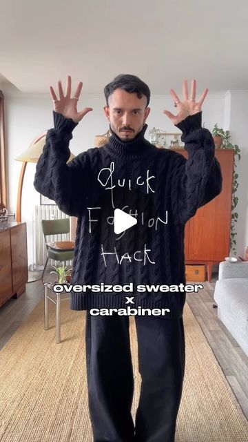 How To Turn A Sweater Into A Cardigan, Sweater Too Big Hacks, Playful Fashion, Hacks Videos, Poncho Sweater, How To Turn, Easy Peasy, Oversized Sweater, Alternative Fashion