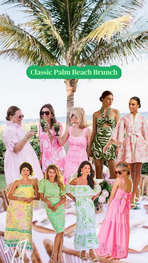 Palm Beach Fashion, Palm Springs Party, Beach Brunch, Tropical Glam, Palm Beach Style, Bachelorette Party Beach, Beach Bachelorette, Palm Desert, Brunch Outfit