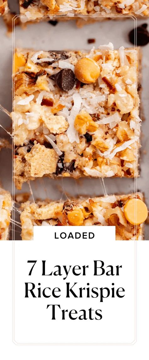 7 Layer Rice Krispie Treats, Rice Crispy Bars, Fall Appetizers Easy, 7 Layer Bars, Rice Krispie Bars, Baking Healthy, Broma Bakery, Layer Bars, Krispie Treats Recipe