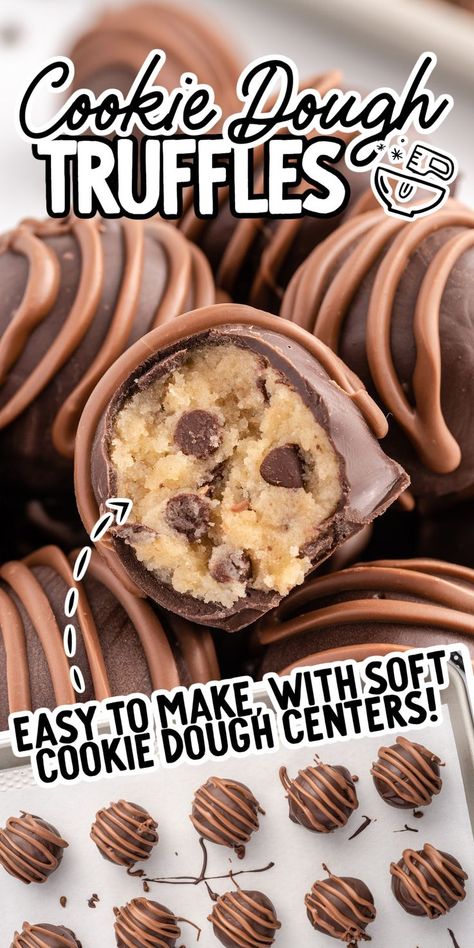 Cookie Dough Truffles Diy Chocolate Snacks, Cookies Ideas Creative, Cookie Dough Pretzel Bites, Easy Baked Goods Recipes, Dessert Gift Ideas, Cute Baked Goods, Fun Treats To Make, Cool Desserts, Cookie Dough Cake Pops