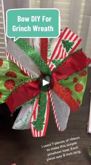 320 reactions · 144 shares | DIY Bow for Grinch Wreath | By Latrice Marie | Facebook Grinch Wreath Ideas, Diy Grinch Wreath, Diy Grinch, Ribbon Wreath Diy, Grinch Wreath, Pinwheel Bow, Wreaths Diy, Wreath Making, Ribbon Wreath